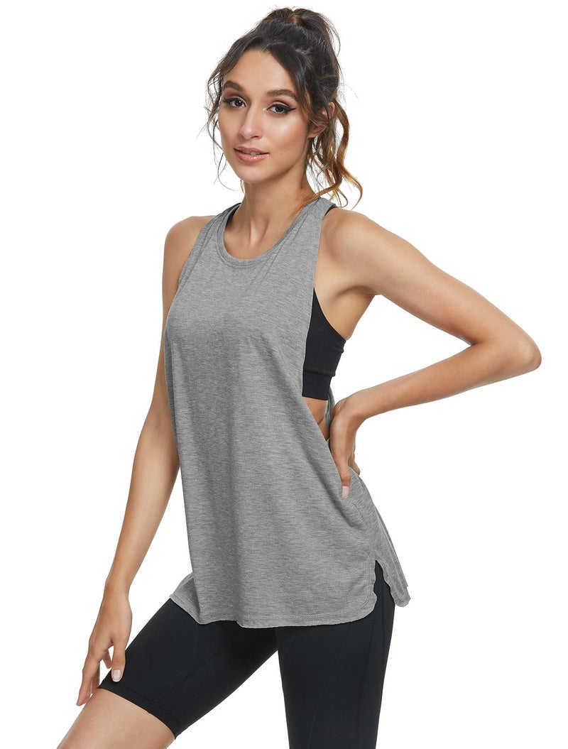 Cosy Pyro Workout Tank Tops for Women Lightweight Running Tanks Basic Gym Tops Sleeveless Athletic Yoga Shirts-4 Pack Black/Light Gray/White/Pink XL - Image 3